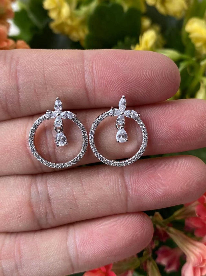 Modern Crystal Circle Drop Earrings 
