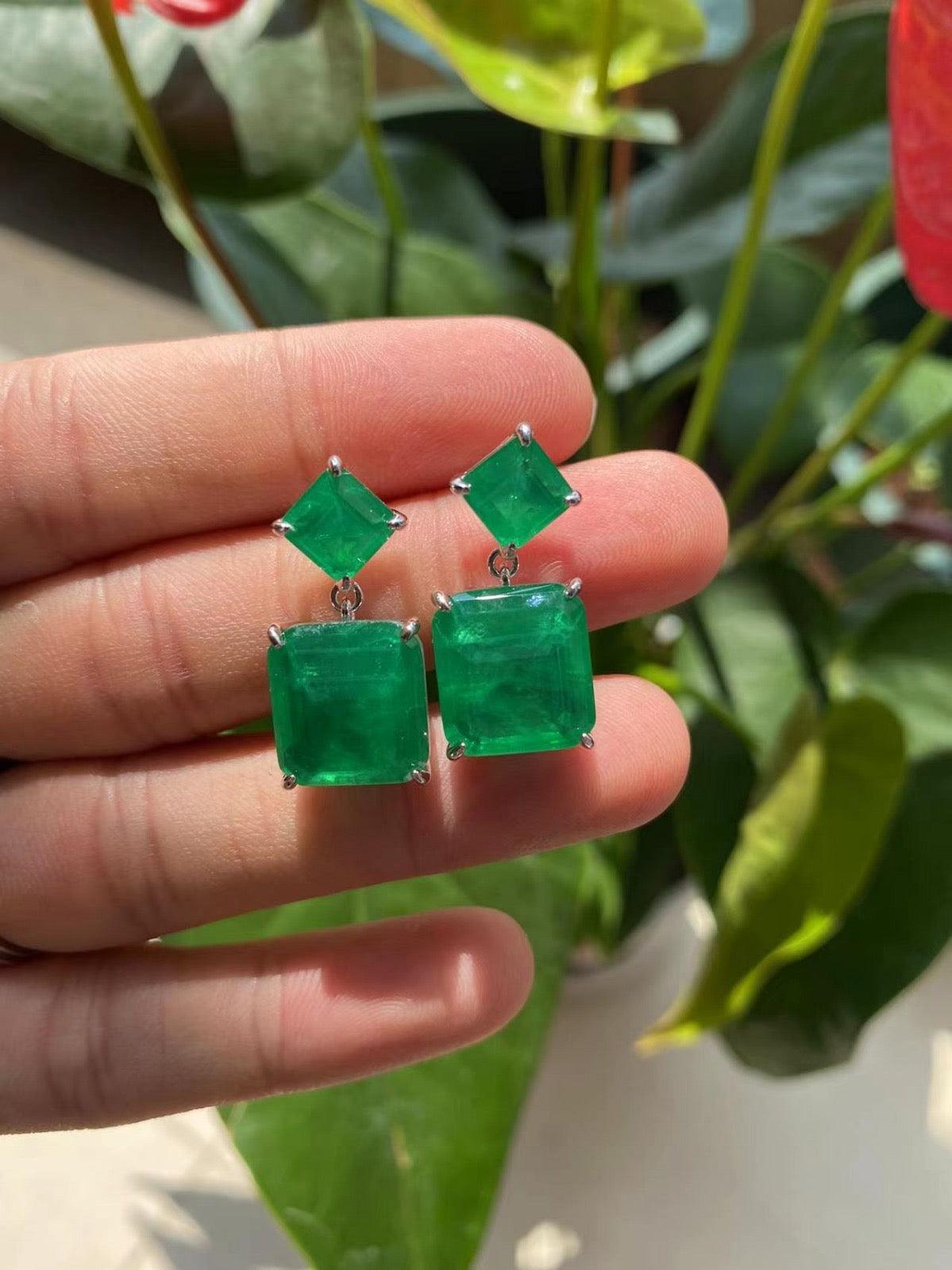 Dual-Tone Blue Crystal Drop Earrings