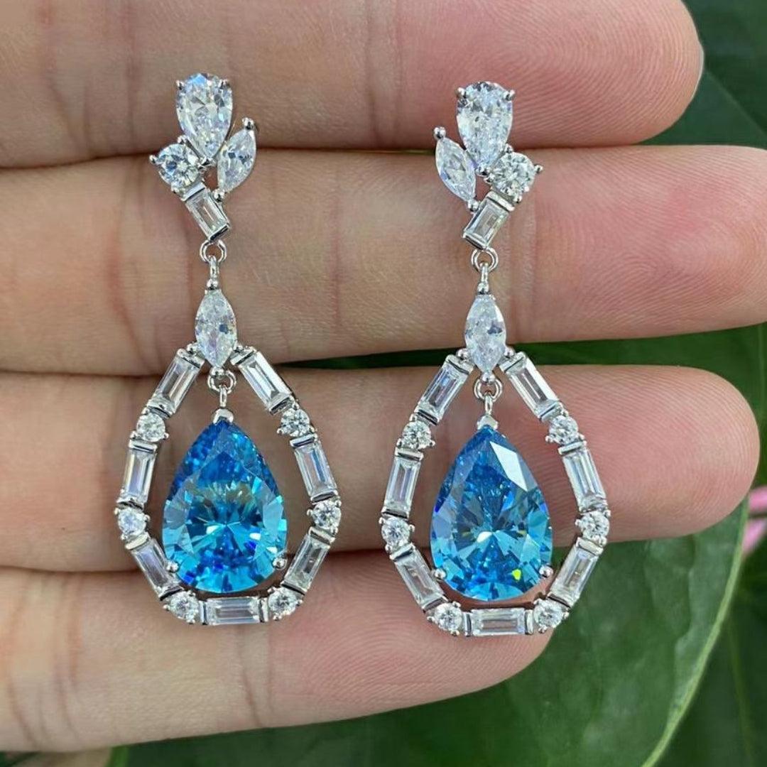 Stunning Crystal Drop Earrings with Diamond-Like Accents