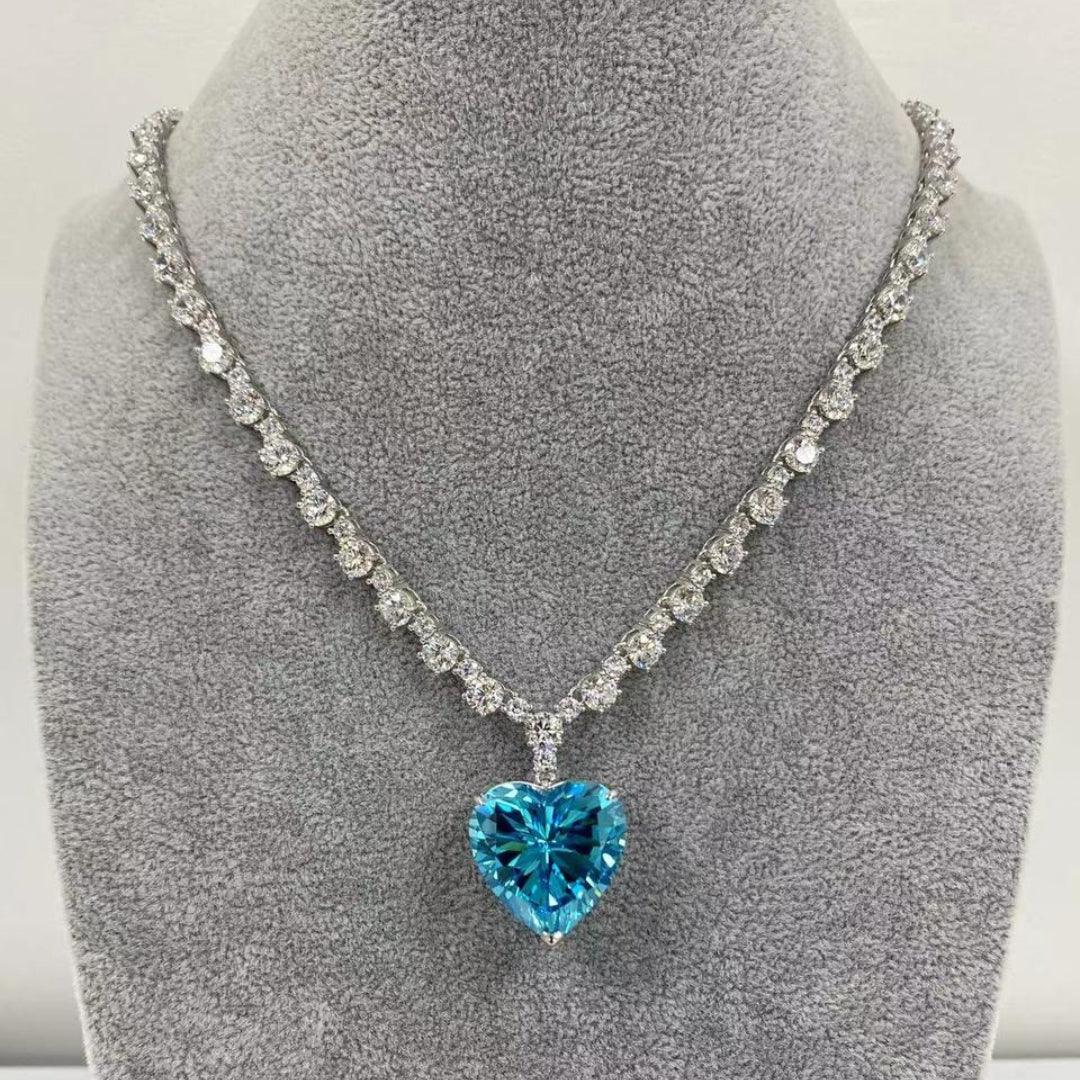 Ocean Heart Crystal Tennis Necklace