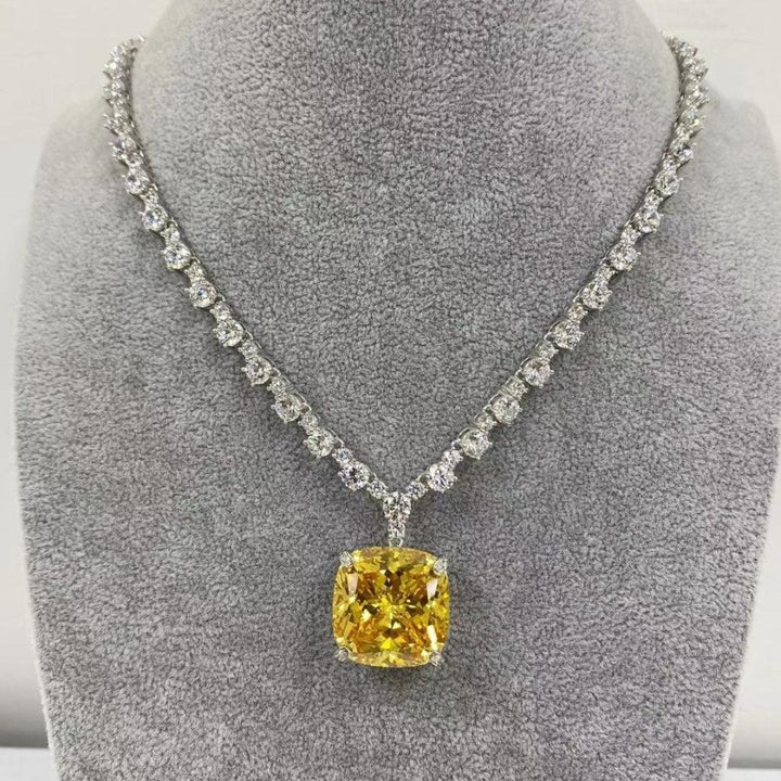 Radiant Sunburst Cushion Cut Crystal Necklace