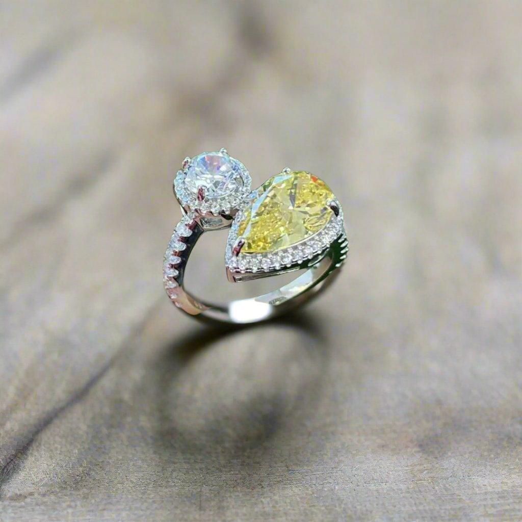 Twisted Romance Ring - Dual Stone Design