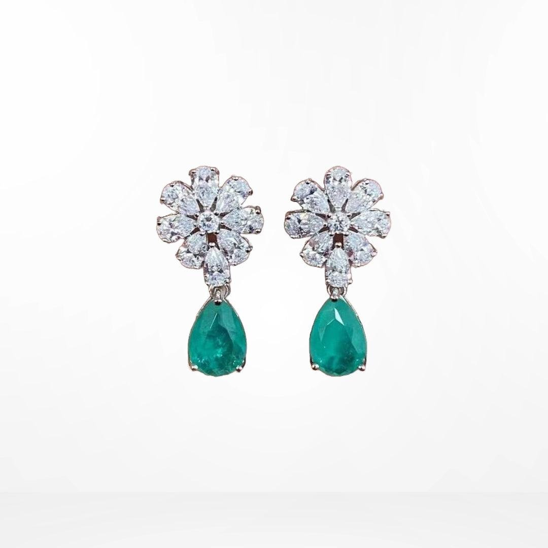The Pauline Crystal Flower Drop Earrings