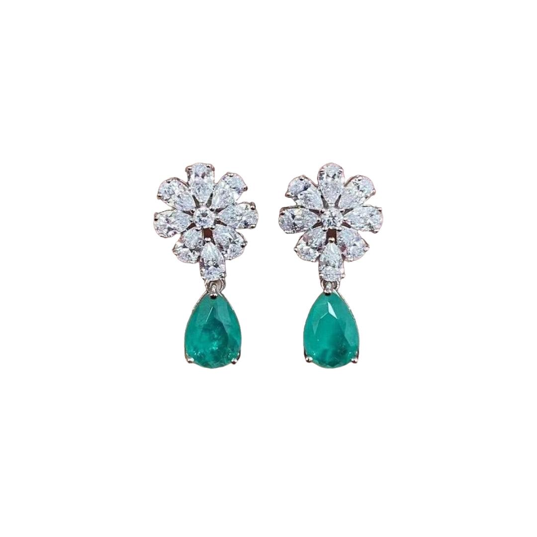 The Pauline Crystal Flower Drop Earrings