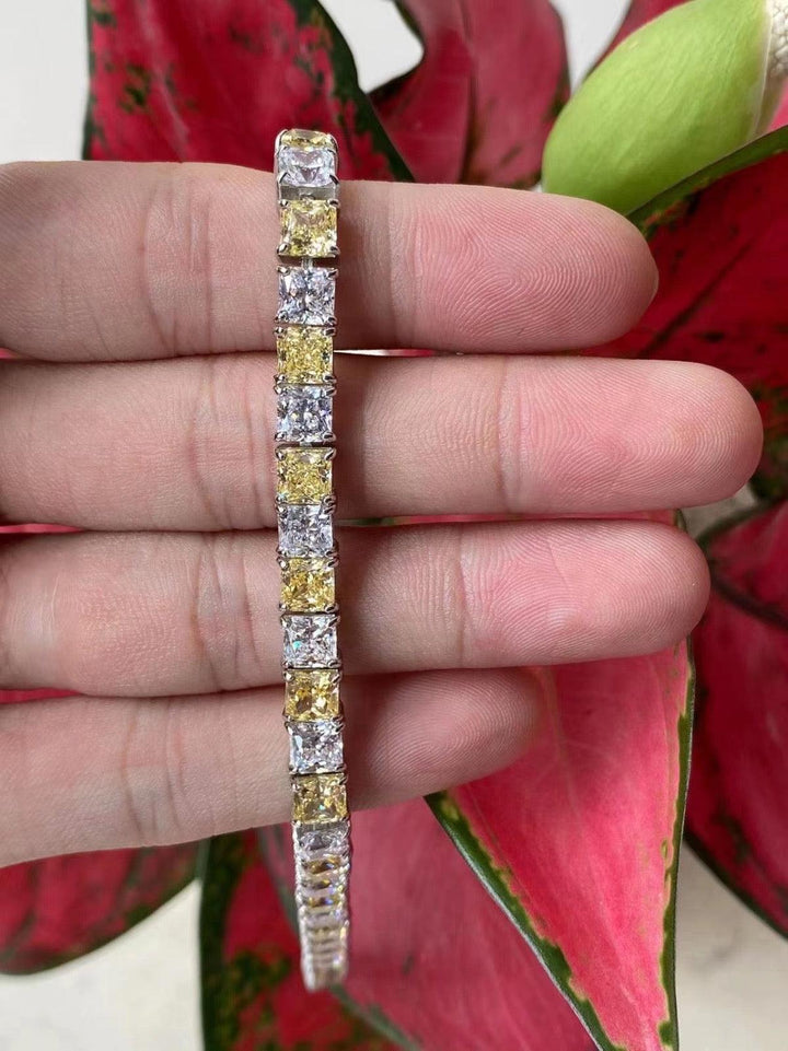 Yellow & Clear Cubic Zirconia Tennis Bracelet