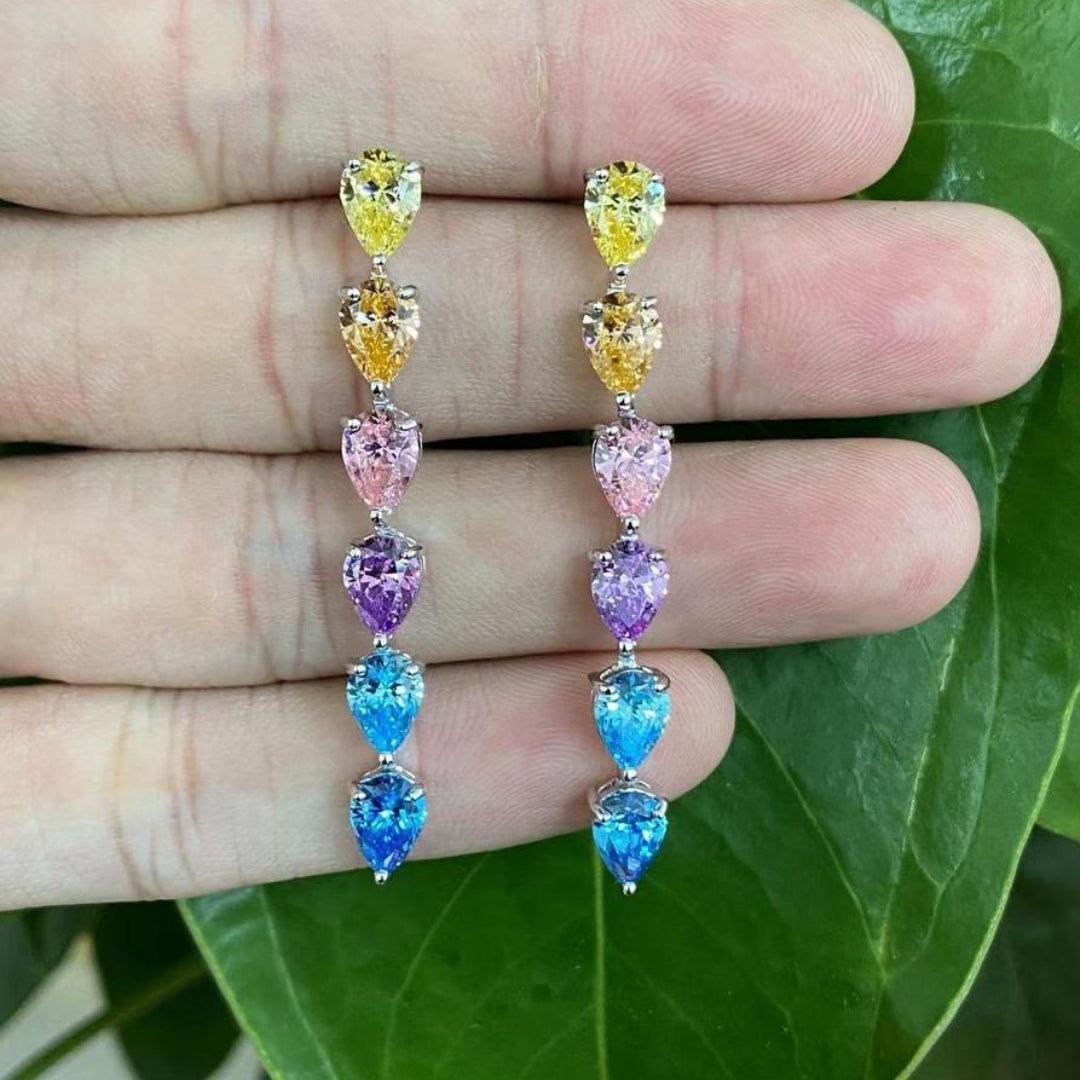 Rainbow Gradient Crystal Drop Earrings