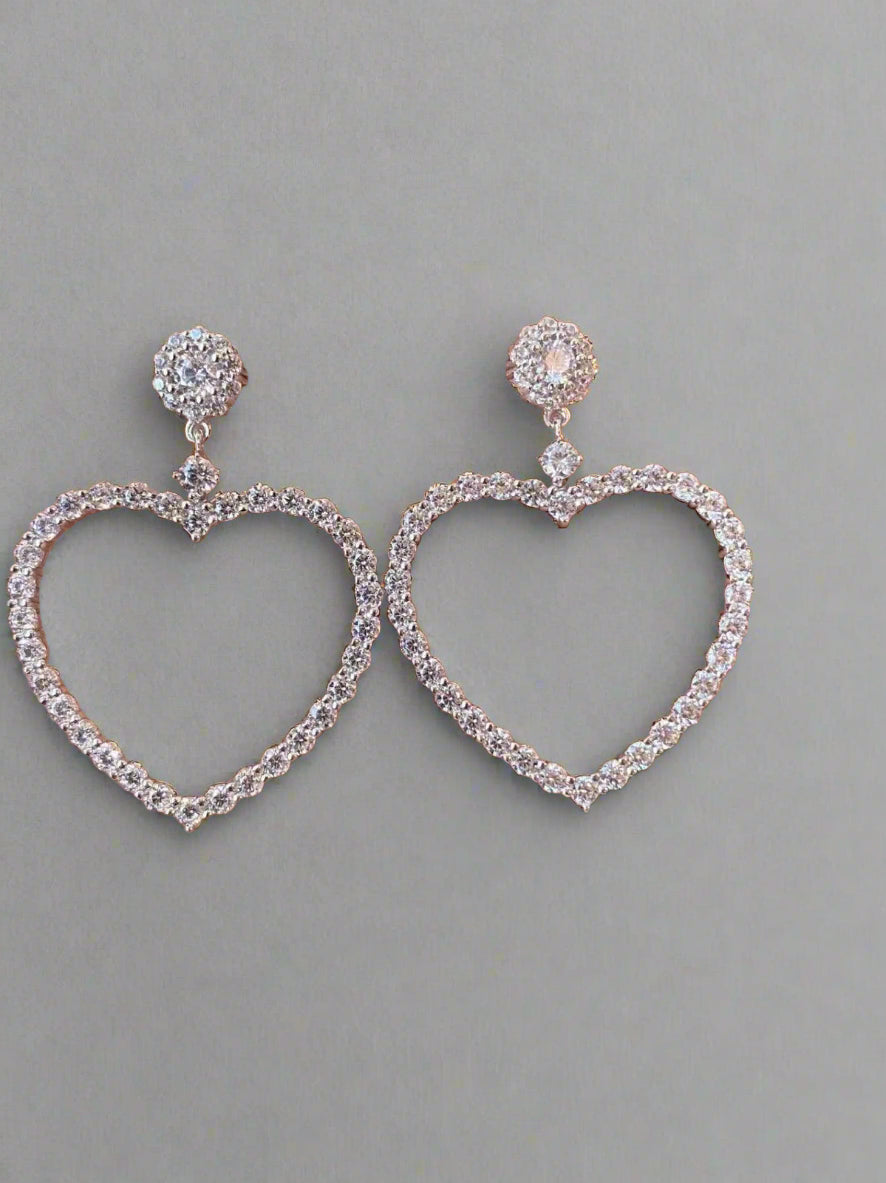Romantic Crystal Heart Drop Earrings 