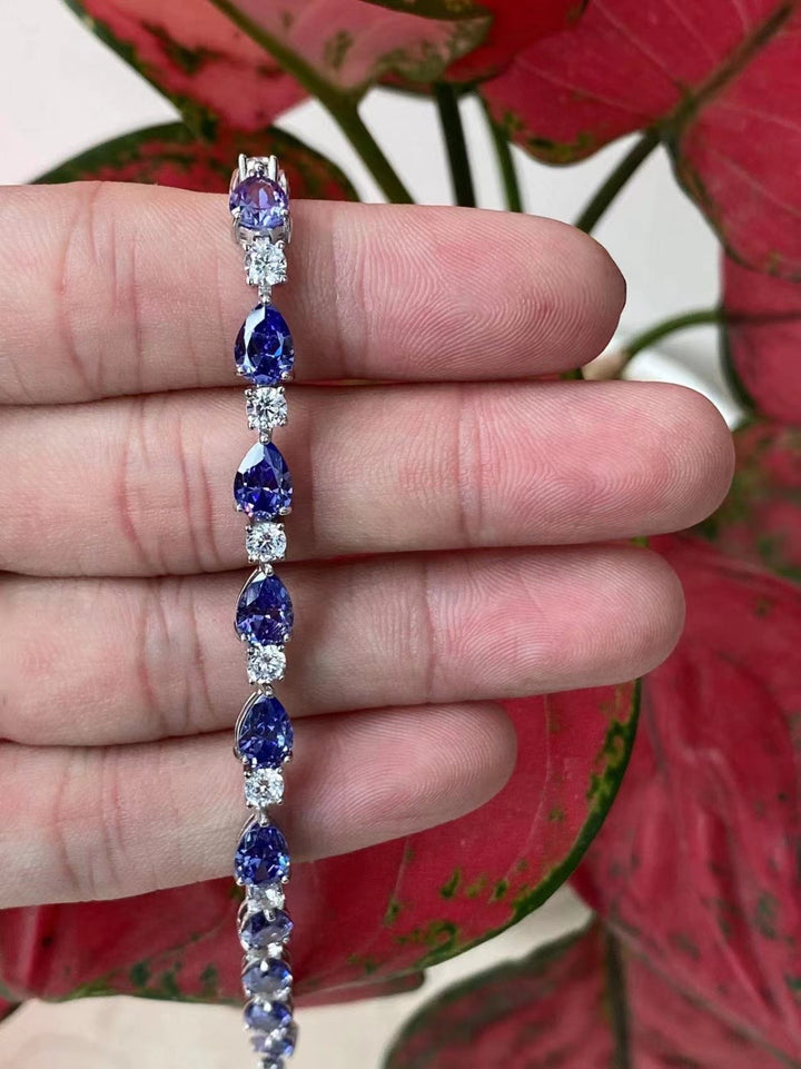 Royal Blue and White Oval Tennis Bracelet