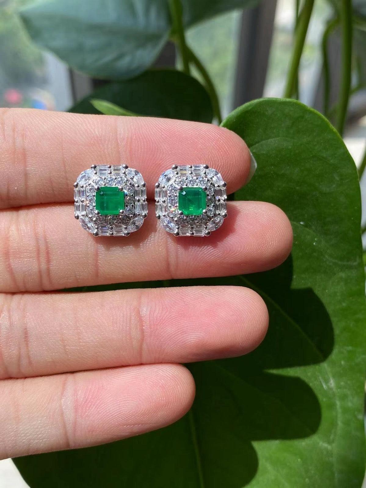 Square Halo Stud Earrings