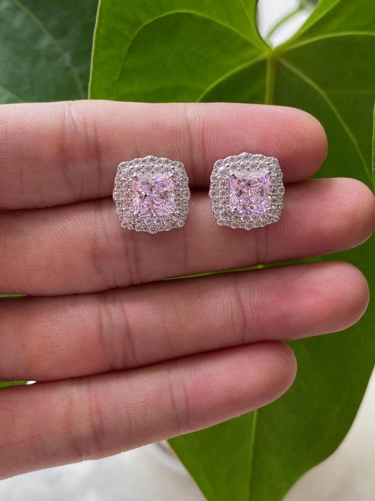 Square Halo Stud Earrings