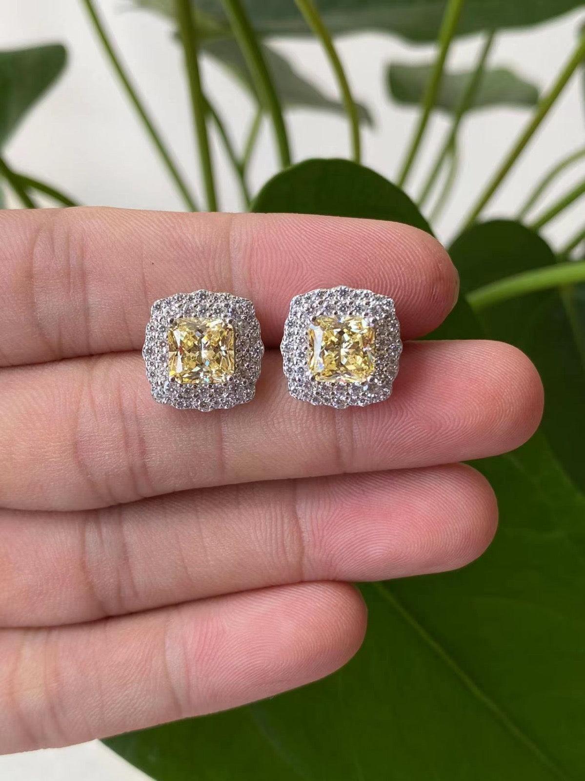 Square Halo Stud Earrings