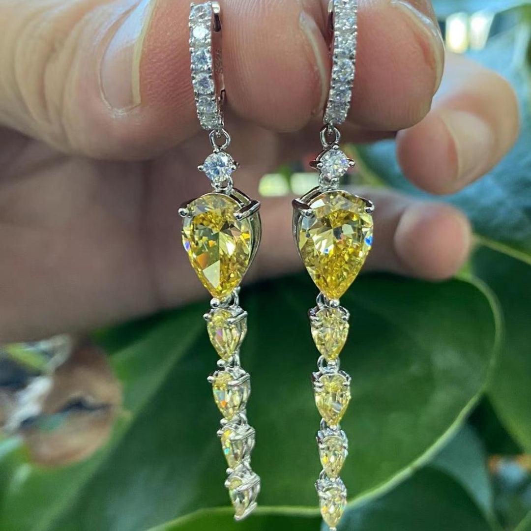 Sunburst Yellow Crystal Drop Earrings