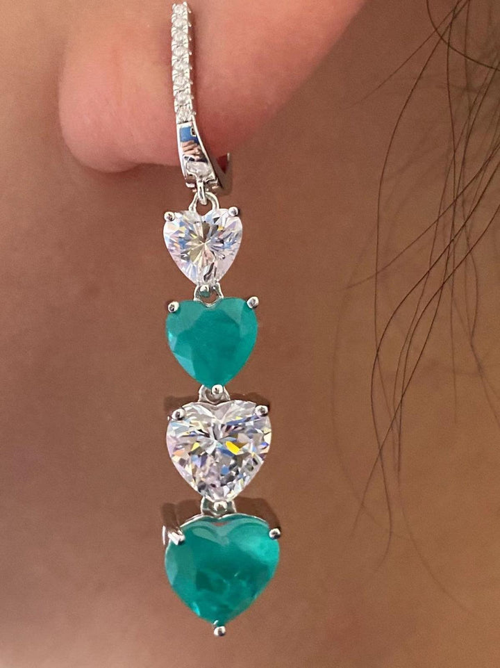 Turquoise Heart Cascade Earrings
