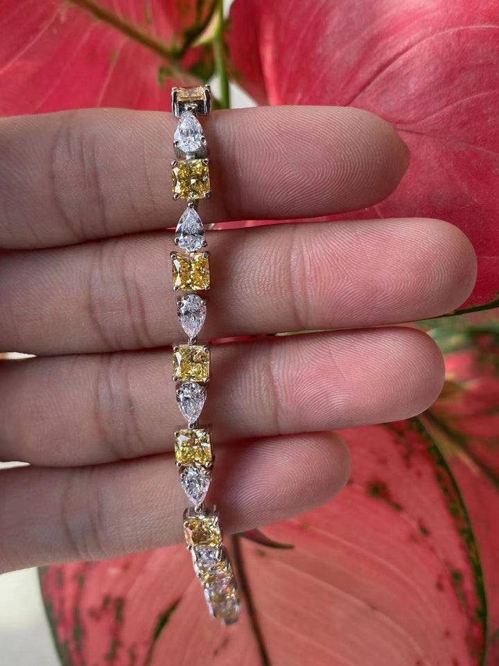 Two-Tone Crystal Tennis Bracelet - Yellow & Clear