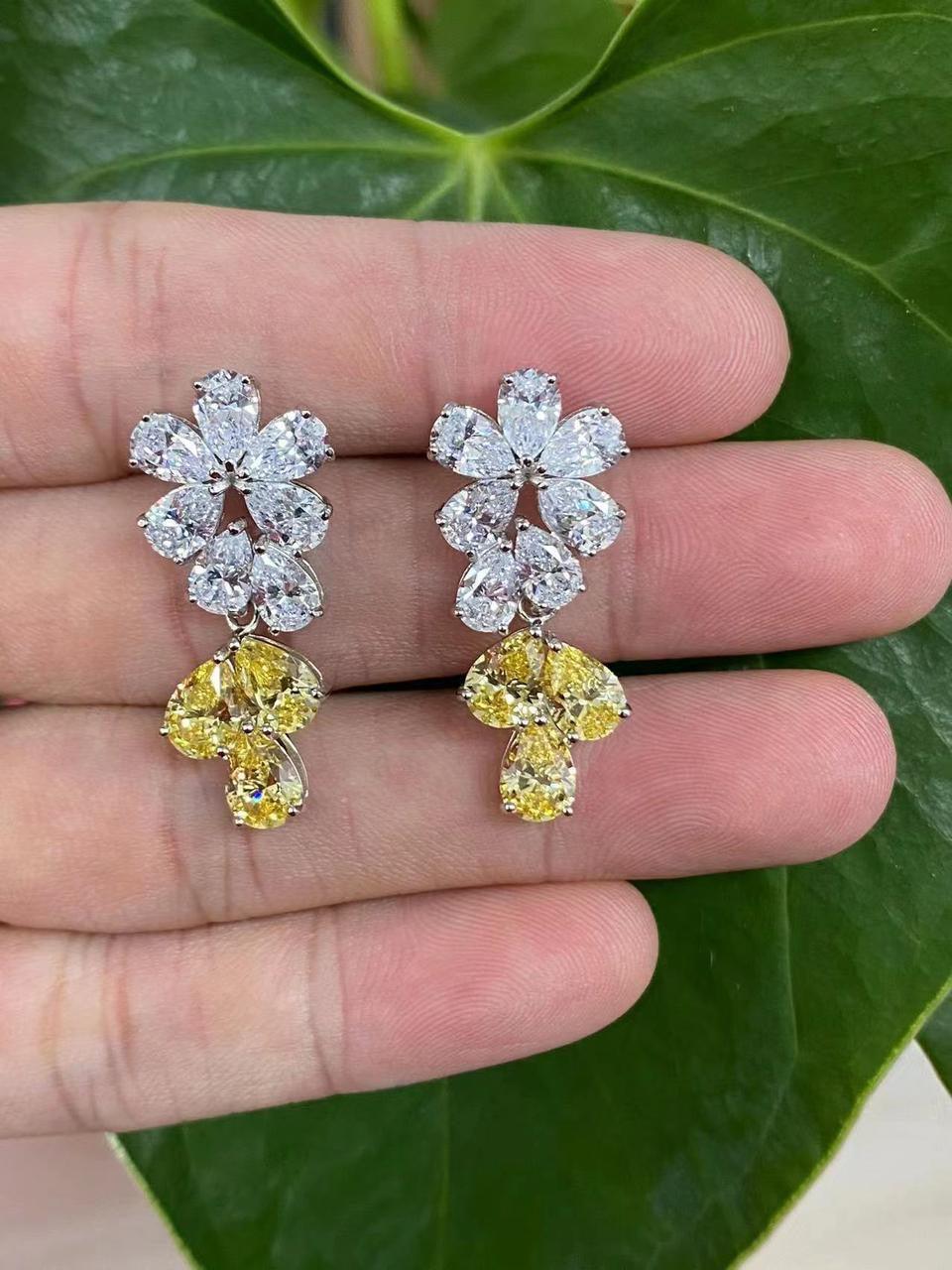 Floral Crystal Drop Earrings