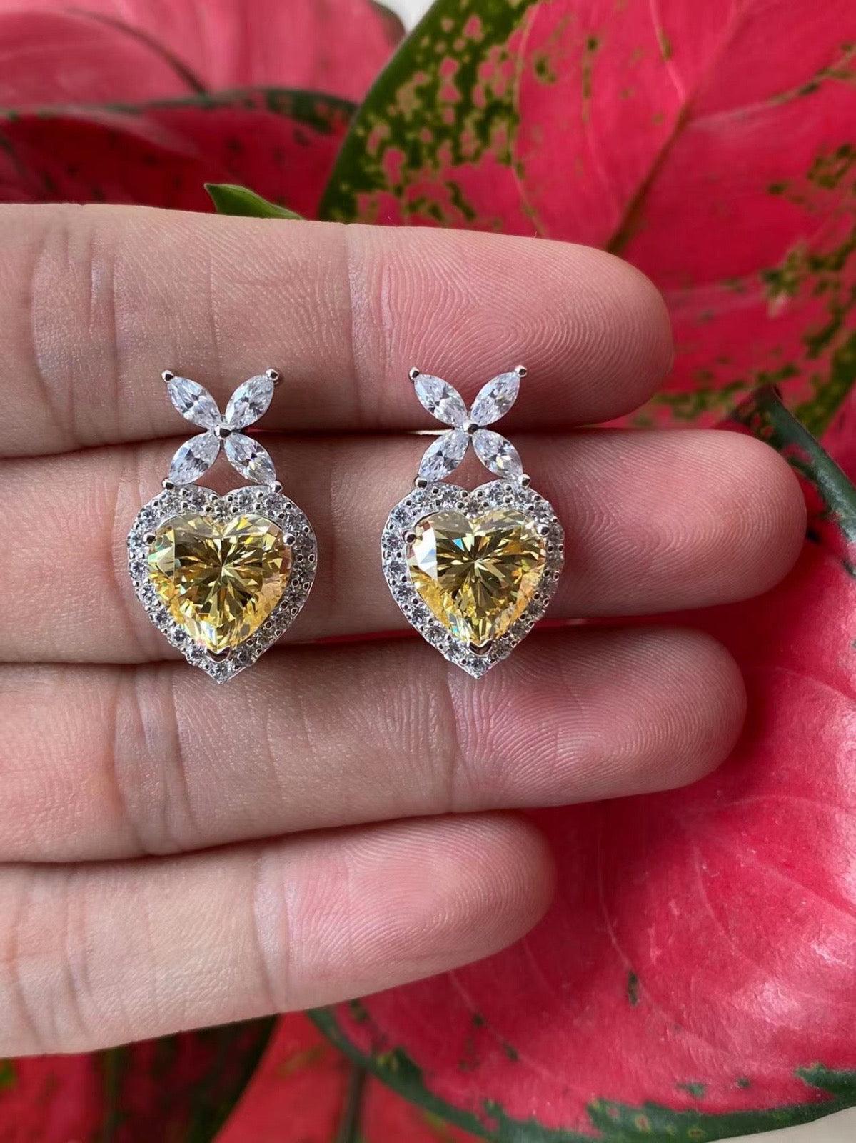 Yellow  Heart Drop Earrings