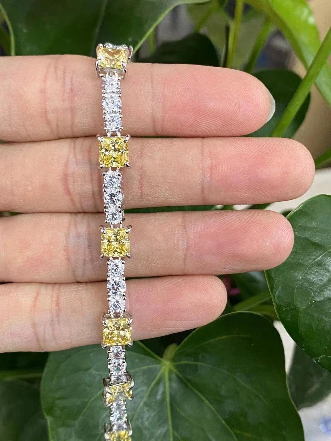 Yellow Square & Clear Tennis Bracelet
