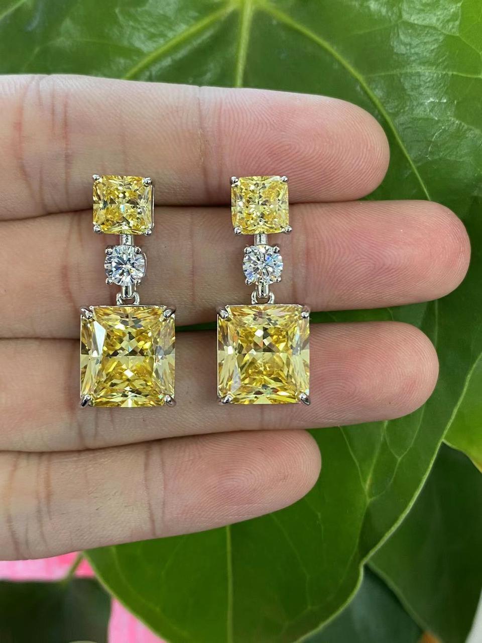 Emerald Green Double Square Drop Earrings