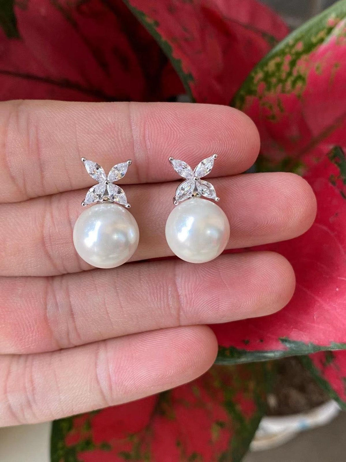 Pearl Drop Crystal Earrings
