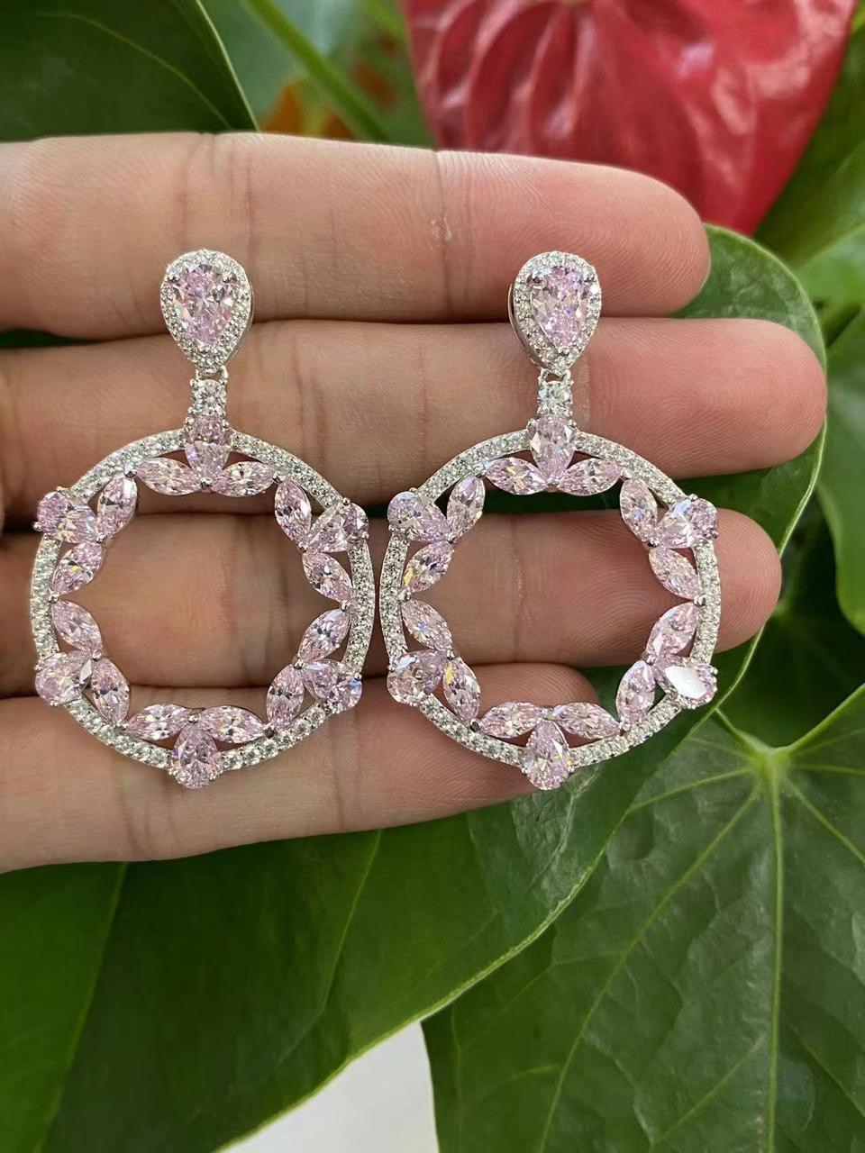 Hexagonal Aqua Crystal Hoop Earrings