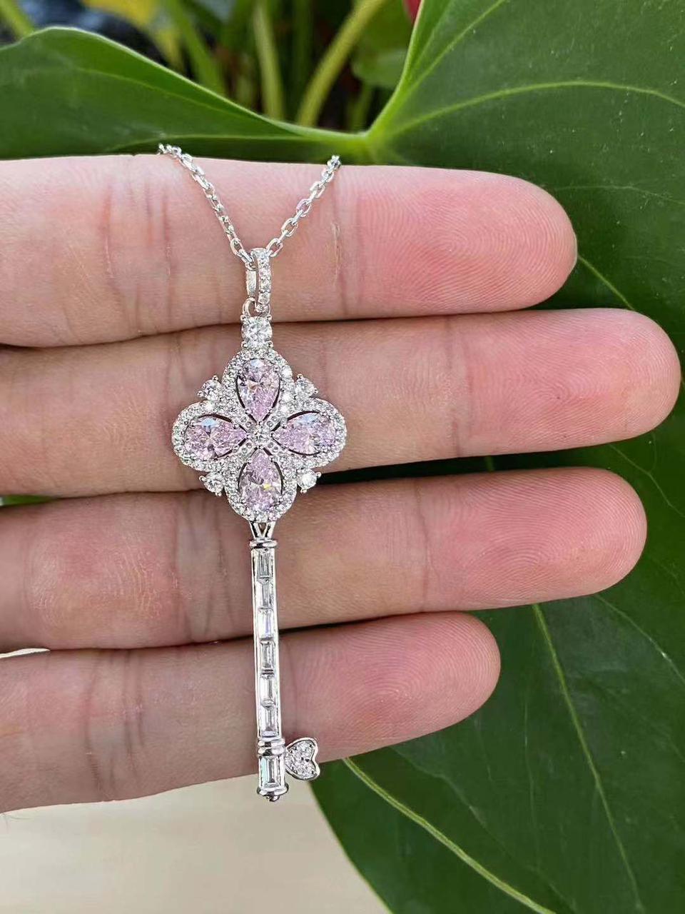 Lucky Green Clover Key Necklace