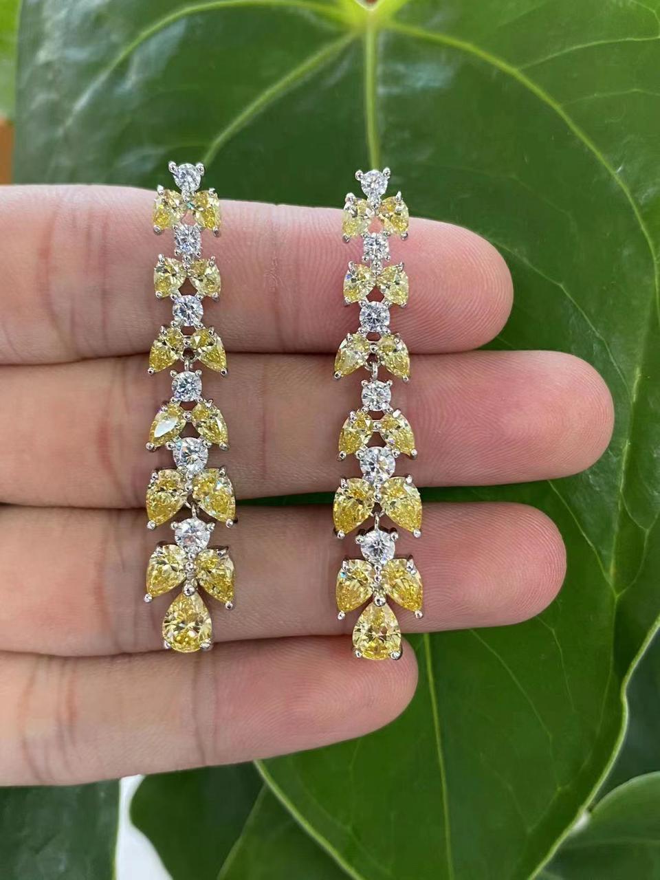 Luxury Canary Yellow Crystal Cascade Drop Earrings