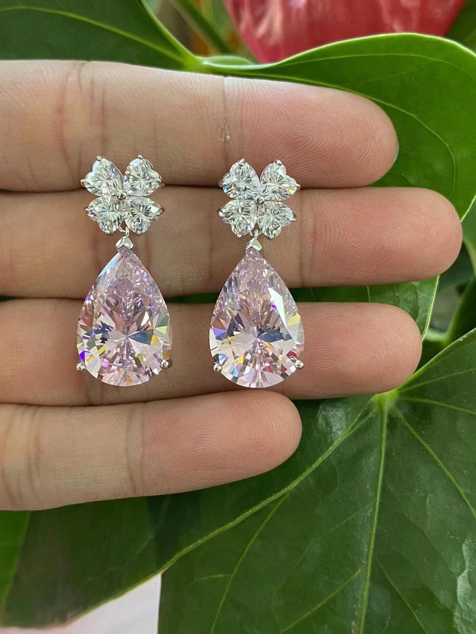 Luxurious Floral Crystal Drop Earrings with Citrine-Yellow Teardrops