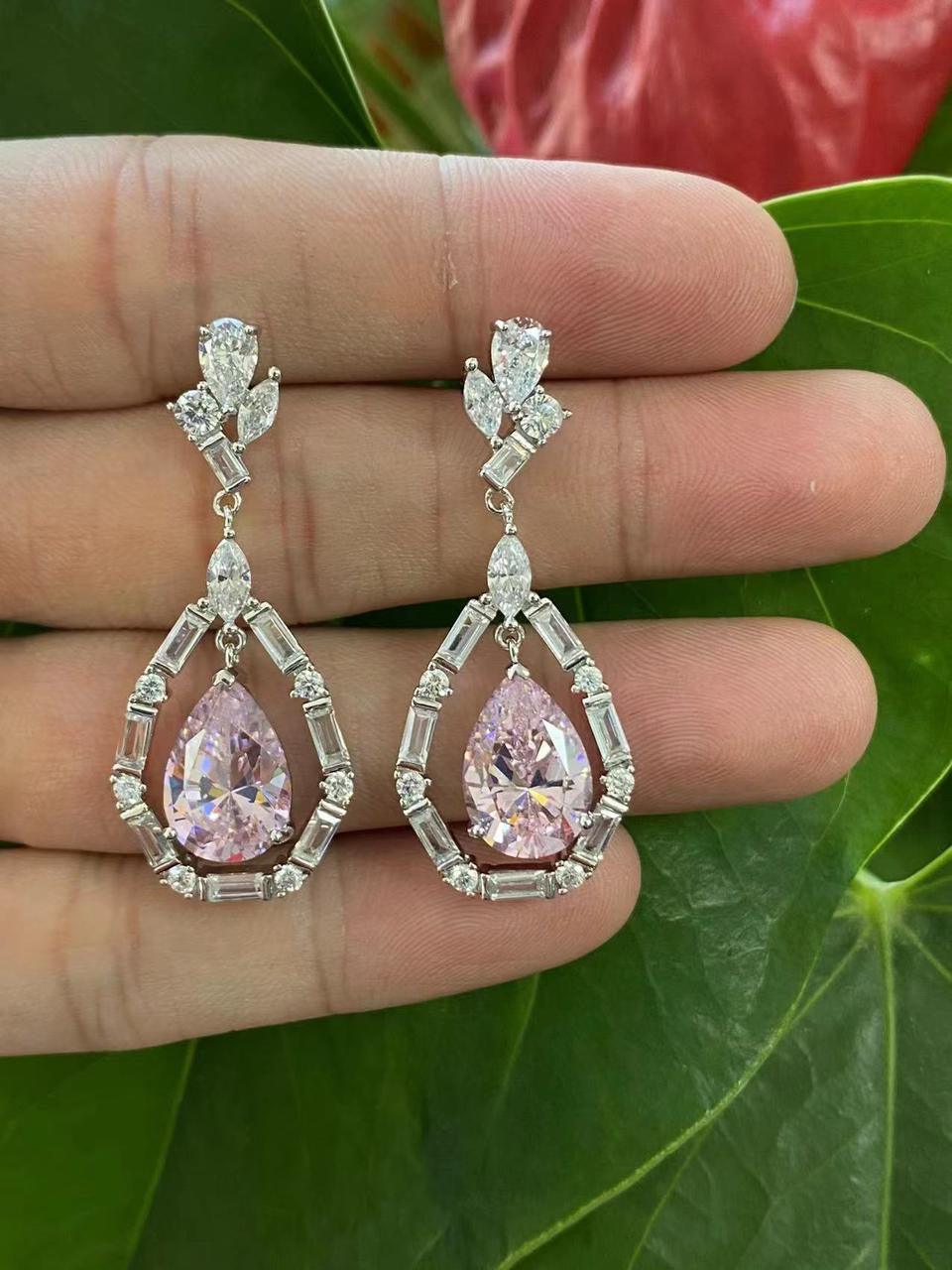 Stunning Crystal Drop Earrings with Diamond-Like Accents
