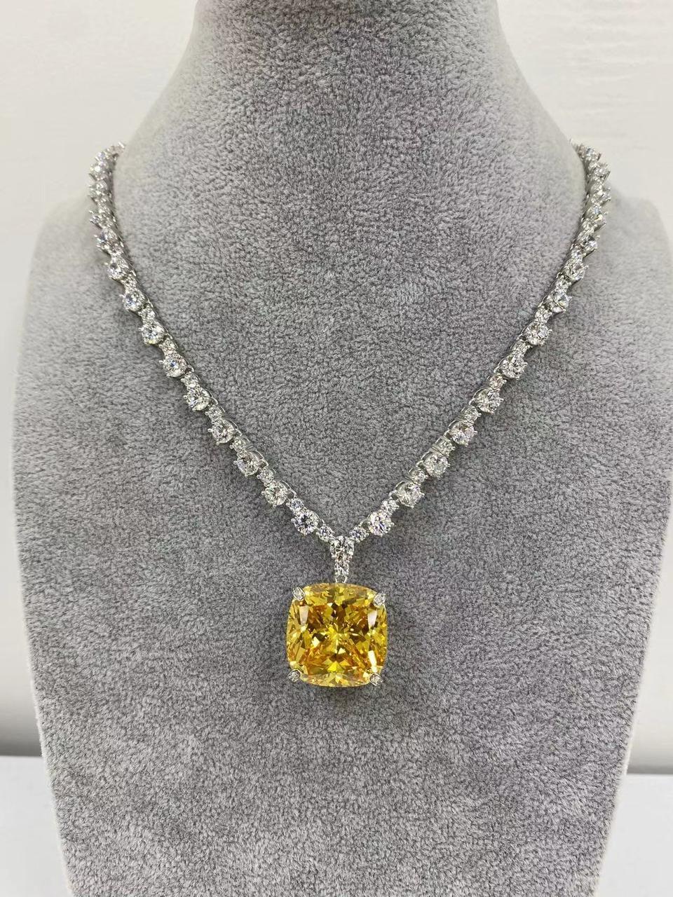 Radiant Sunburst Cushion Cut Crystal Necklace