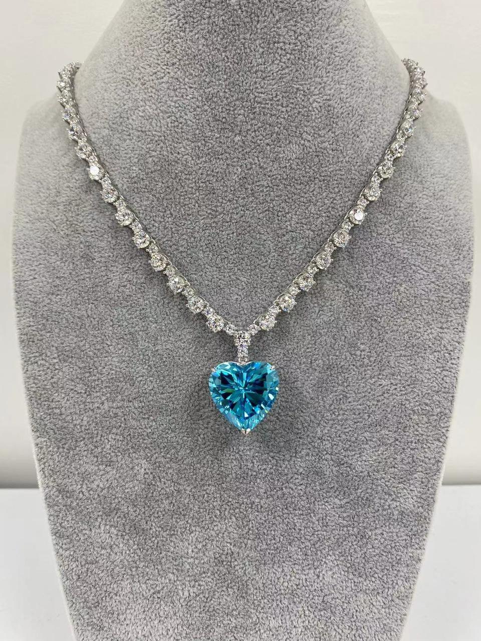 Ocean Heart Crystal Tennis Necklace