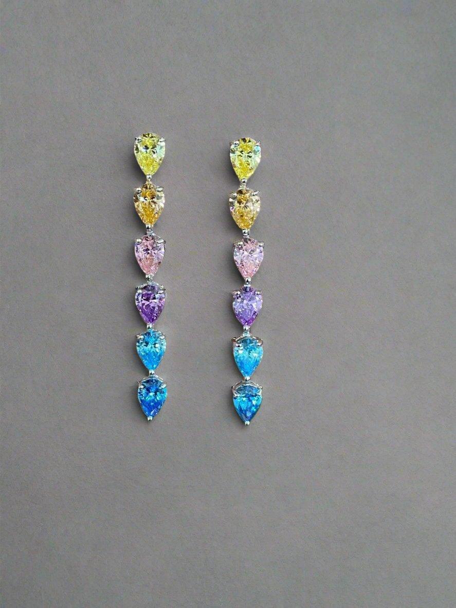 Rainbow Gradient Crystal Drop Earrings