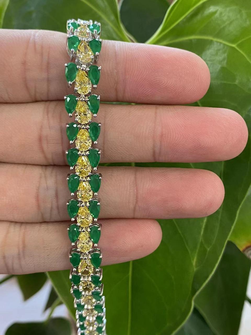 Luxurious Emerald and Crystal Tennis Bracelet