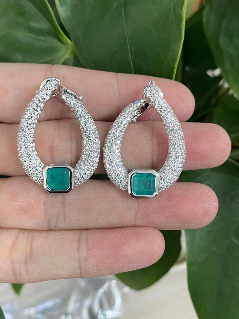 Teardrop Crystal Hoop Earrings with Emerald Accent - Available in Multiple Colors