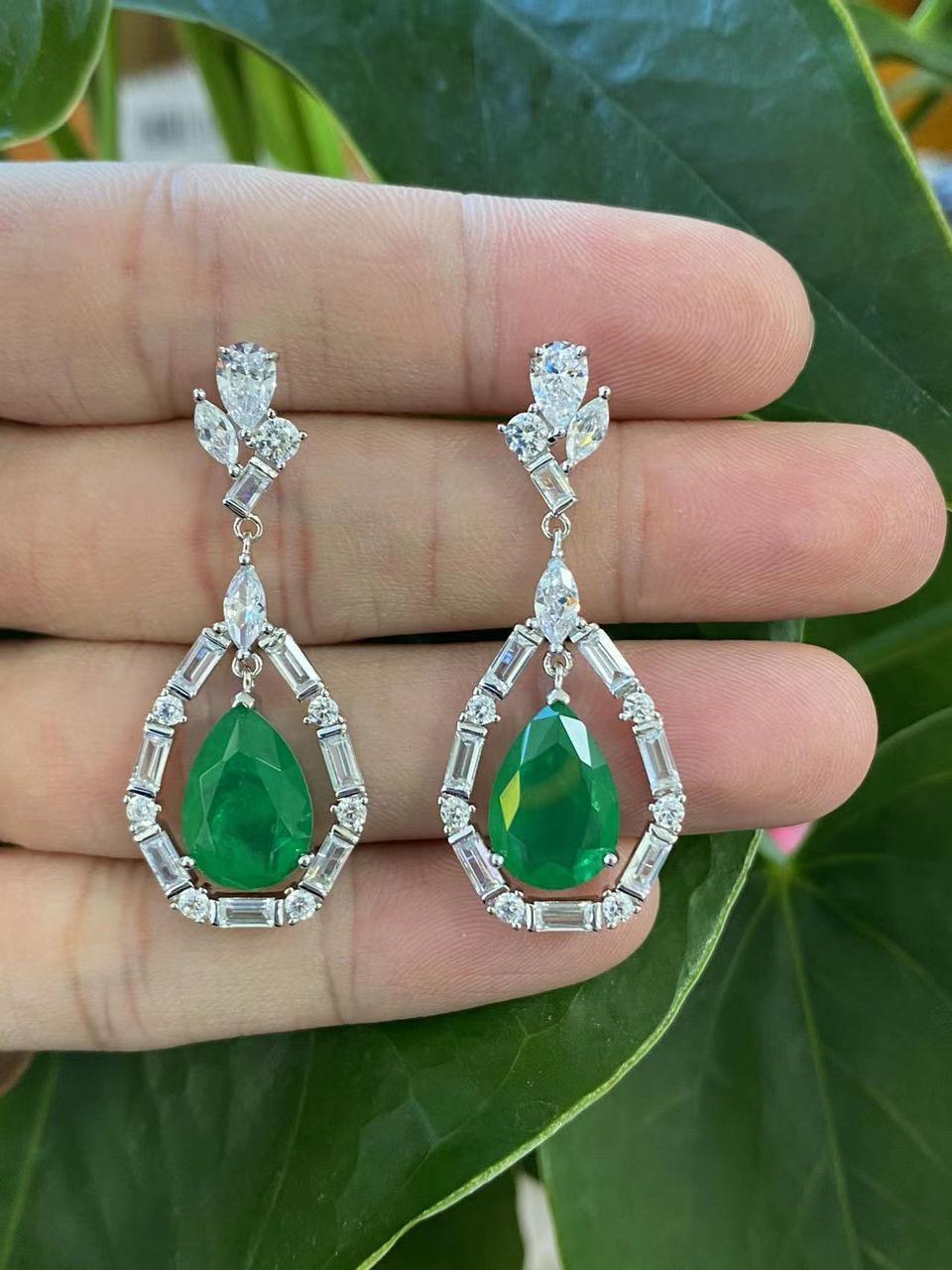 Stunning Crystal Drop Earrings with Diamond-Like Accents