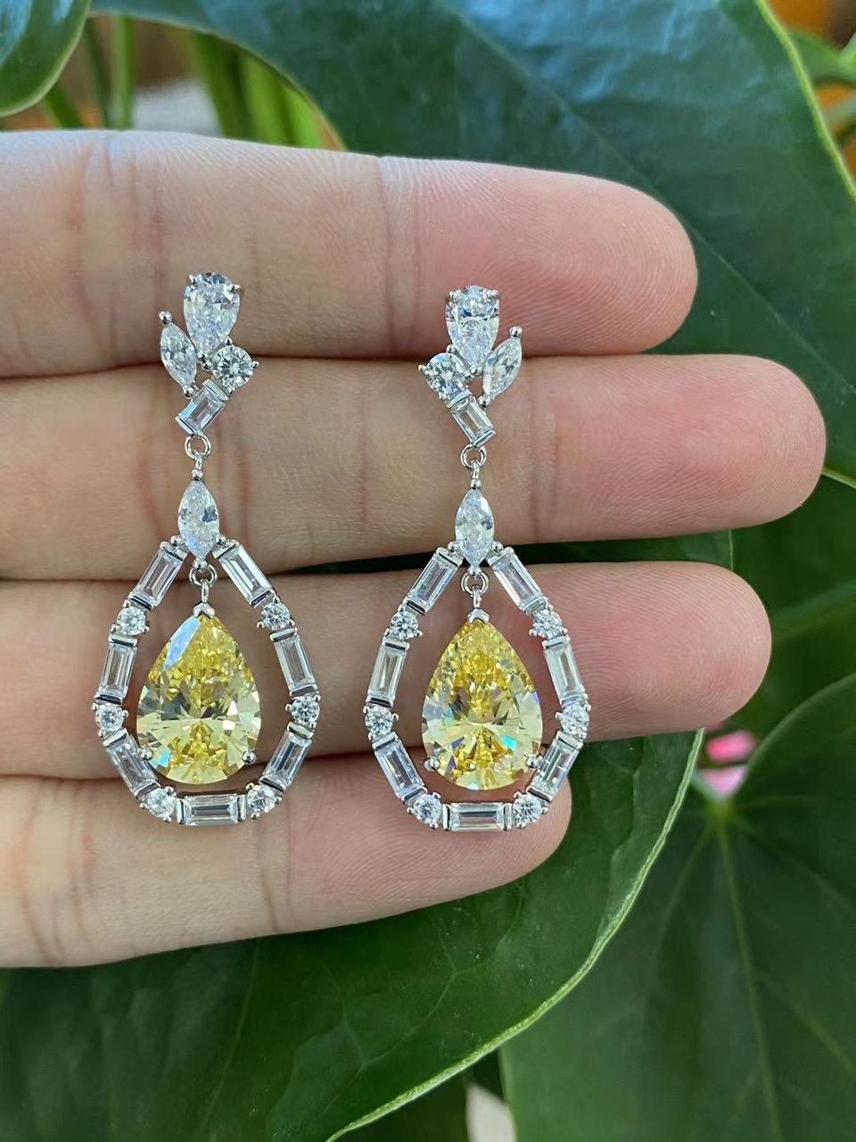 Stunning Crystal Drop Earrings with Diamond-Like Accents