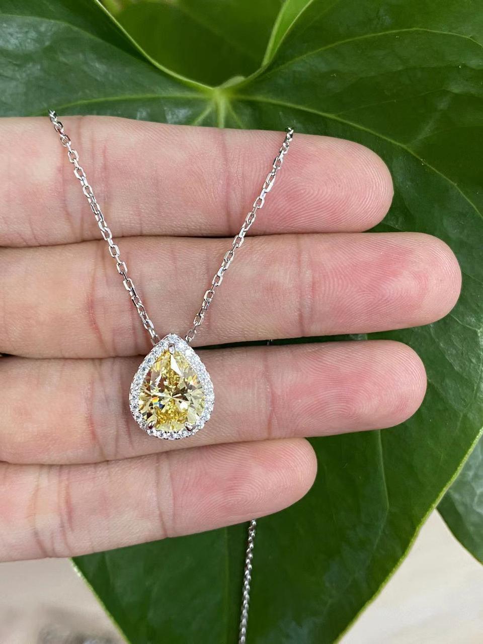 Crystal Pear Drop Pendant Necklace - Classic Halo Design