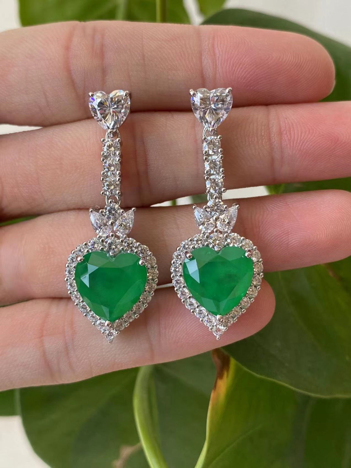 Golden Yellow and White Heart Drop Earrings