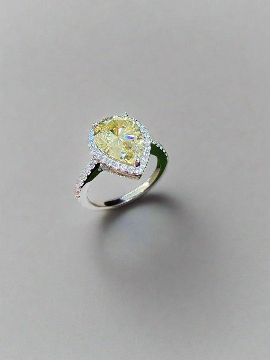 Radiant Yellow Pear Solitaire Ring - Vintage-Inspired Setting