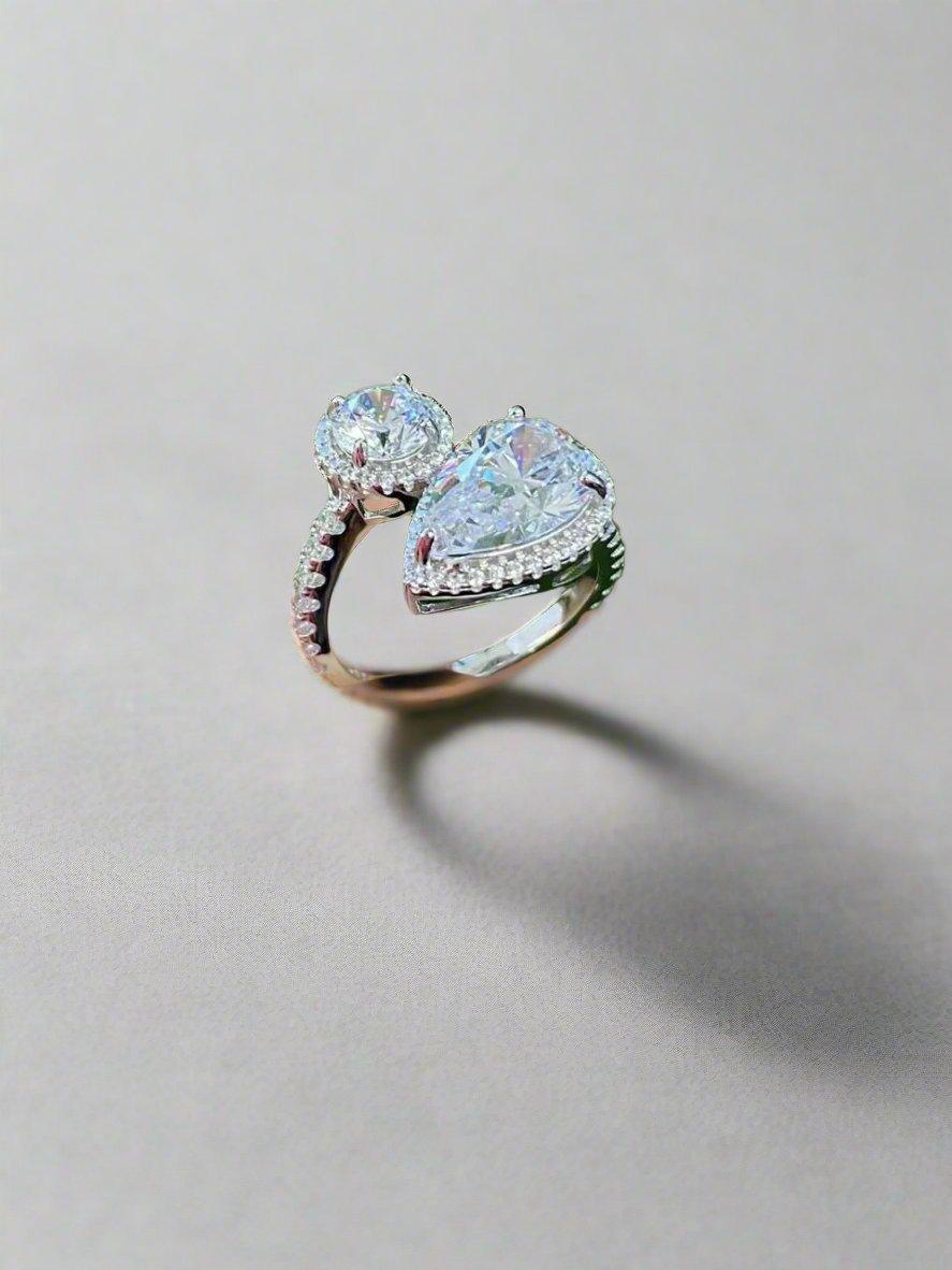 Twisted Romance Ring - Dual Stone Design