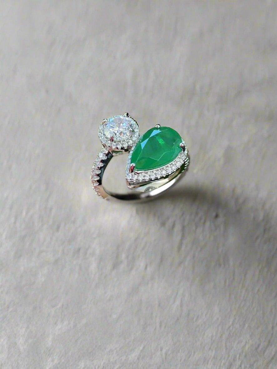 Twisted Romance Ring - Dual Stone Design