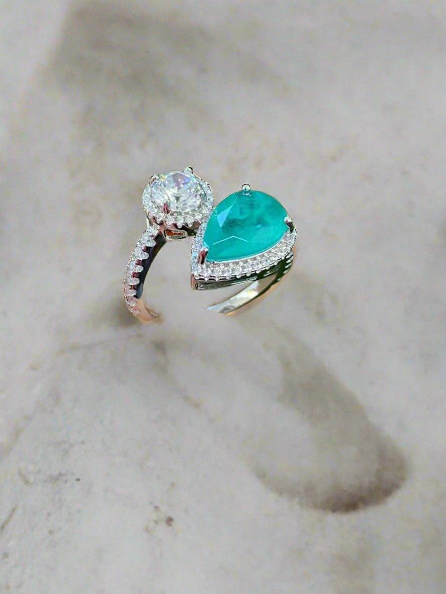 Twisted Romance Ring - Dual Stone Design