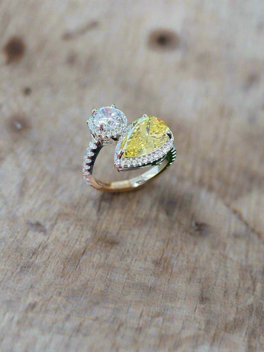 Twisted Romance Ring - Dual Stone Design