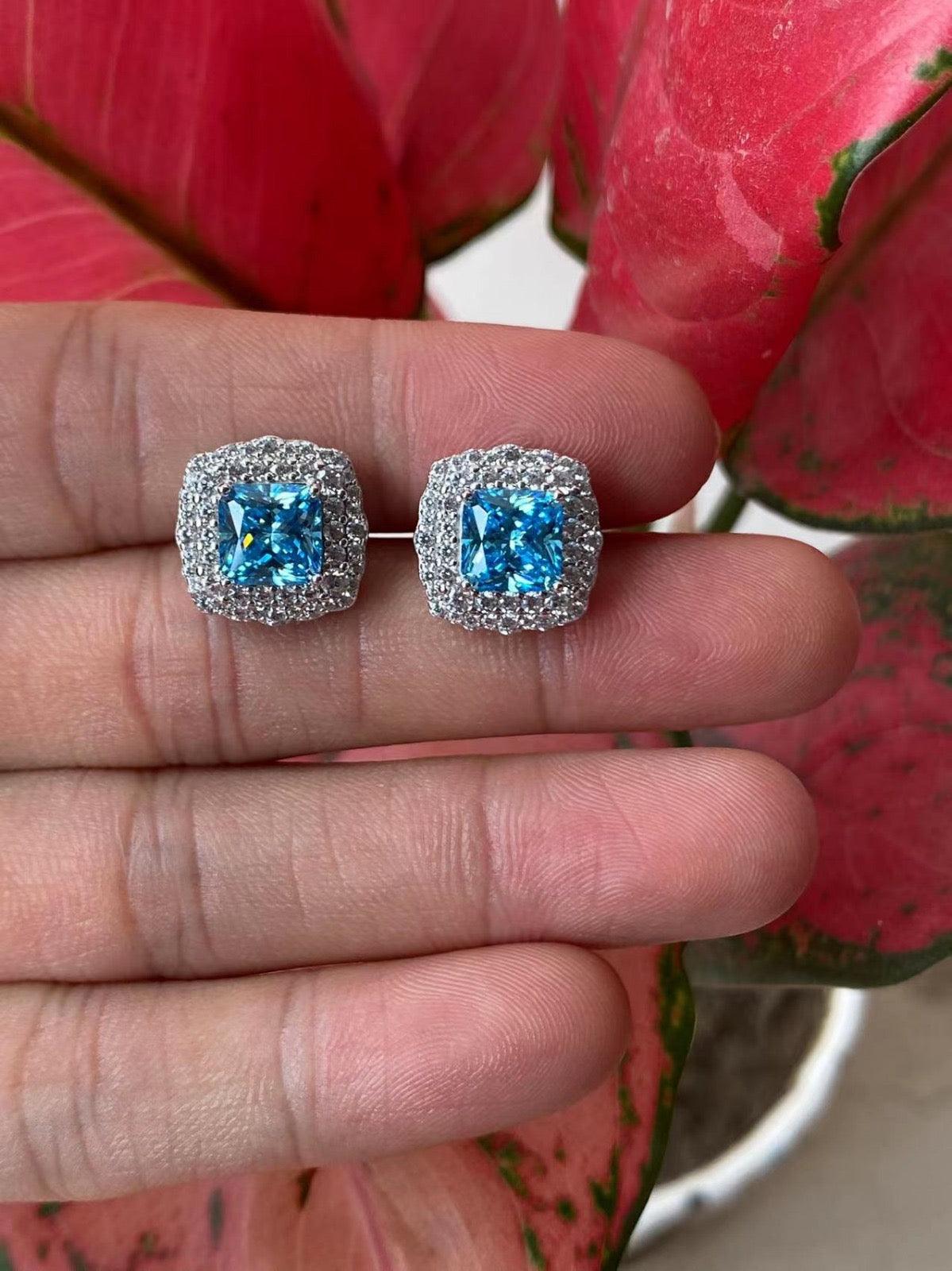 Square Halo Stud Earrings