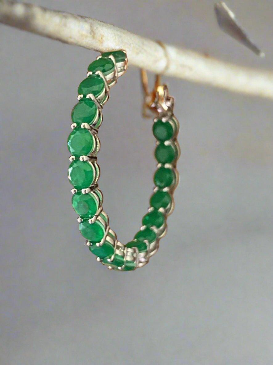 Crystal Embellished Silver-Toned Hoop Earrings