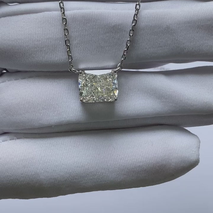 Champagne Cushion Cut Solitaire Necklace - Delicate Chain Design