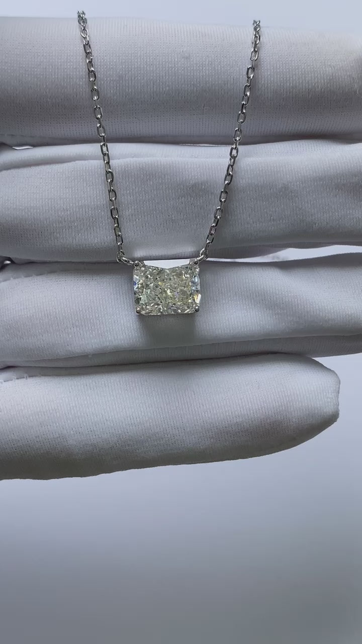 Champagne Cushion Cut Solitaire Necklace - Delicate Chain Design